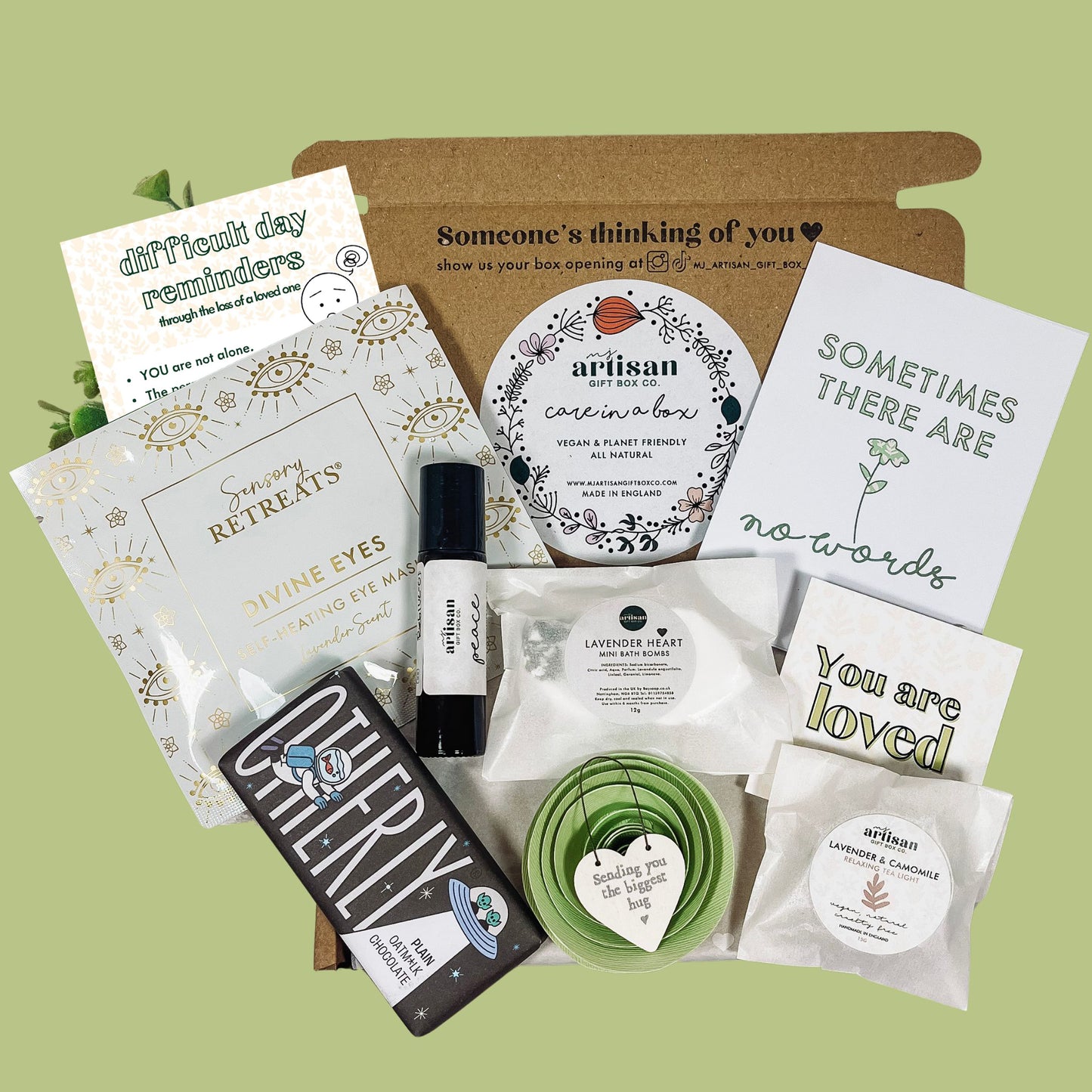 Grief Sympathy Bereavement Gift Care package | Letterbox postal eco gift | Sage | Vegan image 0