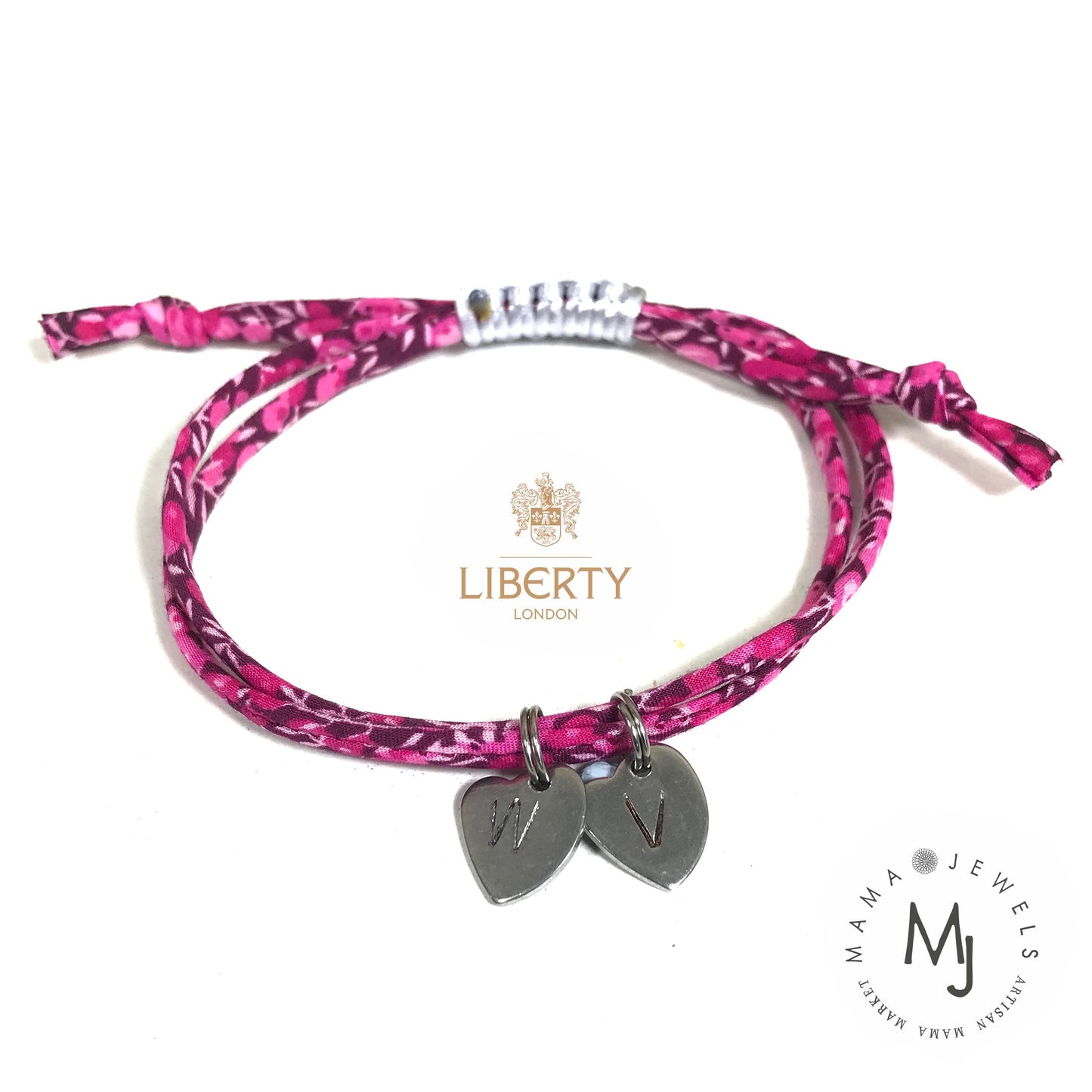 Liberty print bracelet personalised initial | Purple image 0