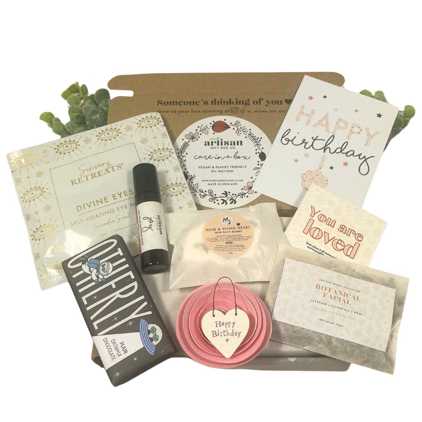 Happy Birthday Care package, Letterbox postal eco gift pink | Vegan image 1