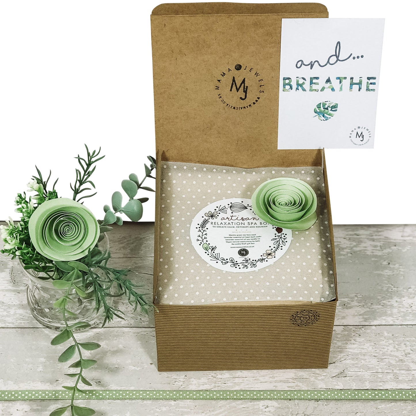 Relaxation Pregnancy Self Care spa box hamper | natural vegan wellness | Green image 1