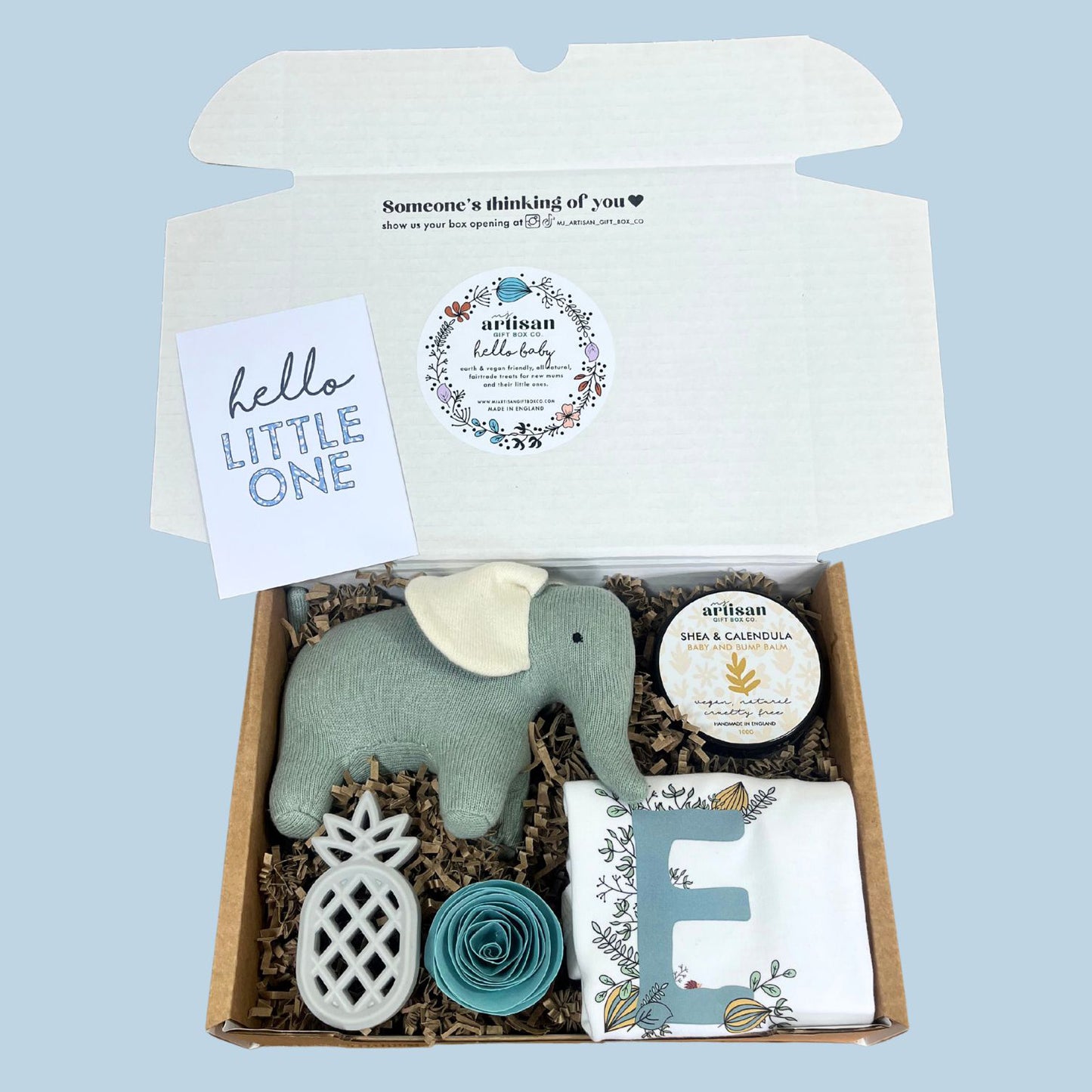 Babyshower gift Personalised new baby boy gift set box teal