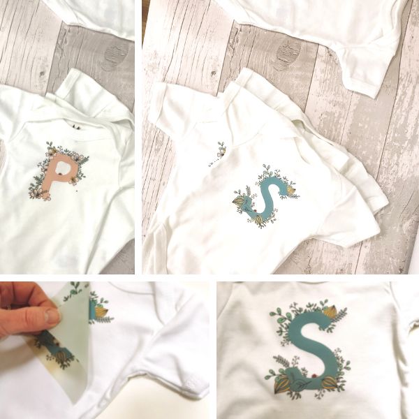 Personalised Baby Girl Gift Monogram baby onesie | Floral pink image 3