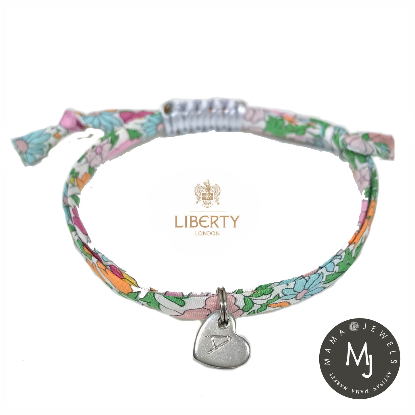 Liberty print bracelet personalised monogram- Hippy Flowers image 1
