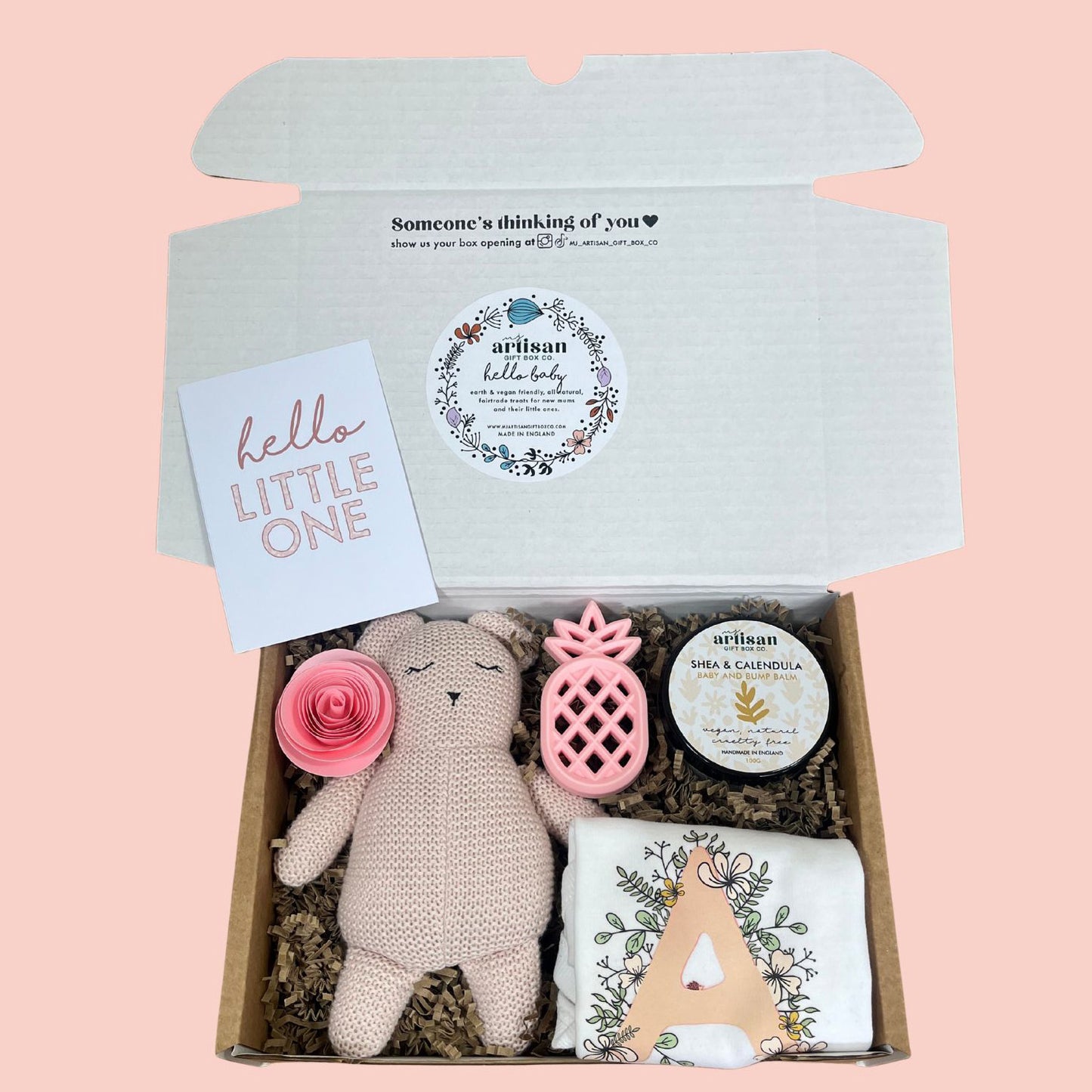 Babyshower gift Personalised new baby girl gift box pink