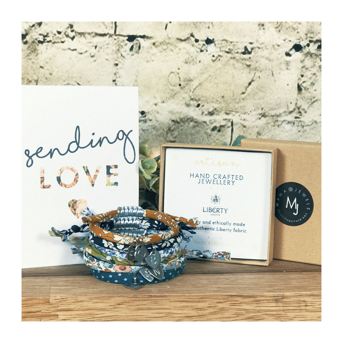 Liberty print bracelet personalised initial | Grey Polka dot image 1