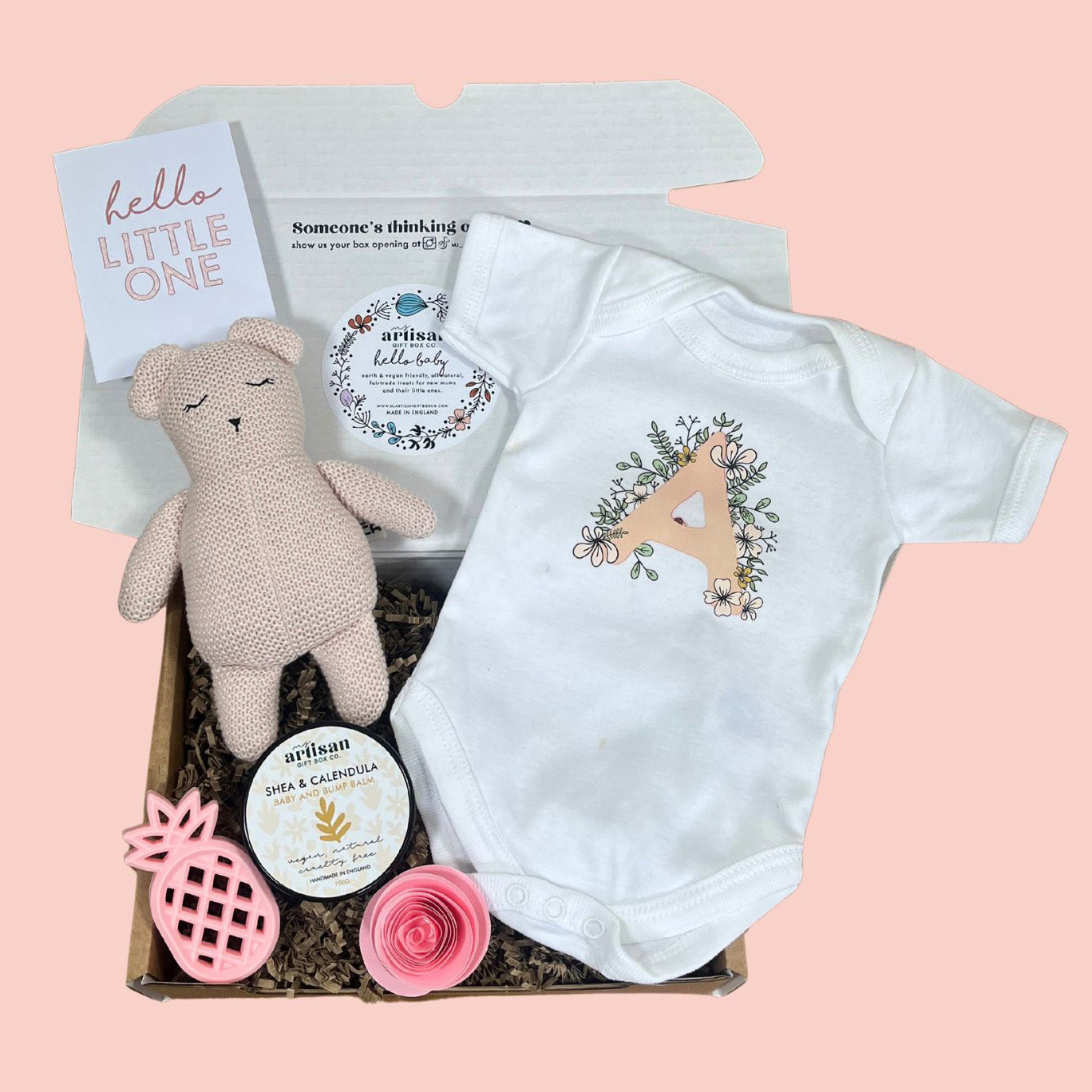 Babyshower gift Personalised new baby girl gift box pink