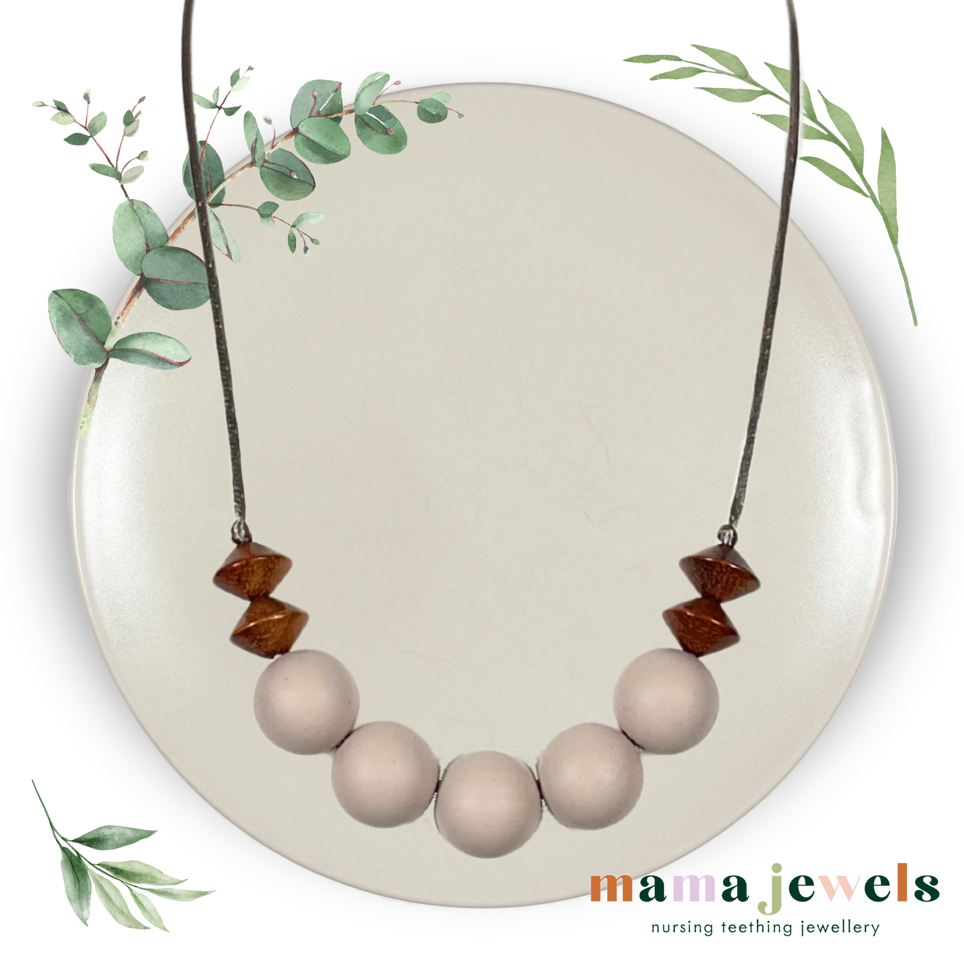 Nursing teething necklace silicone beechwood | Azaria Soft Clay image 2