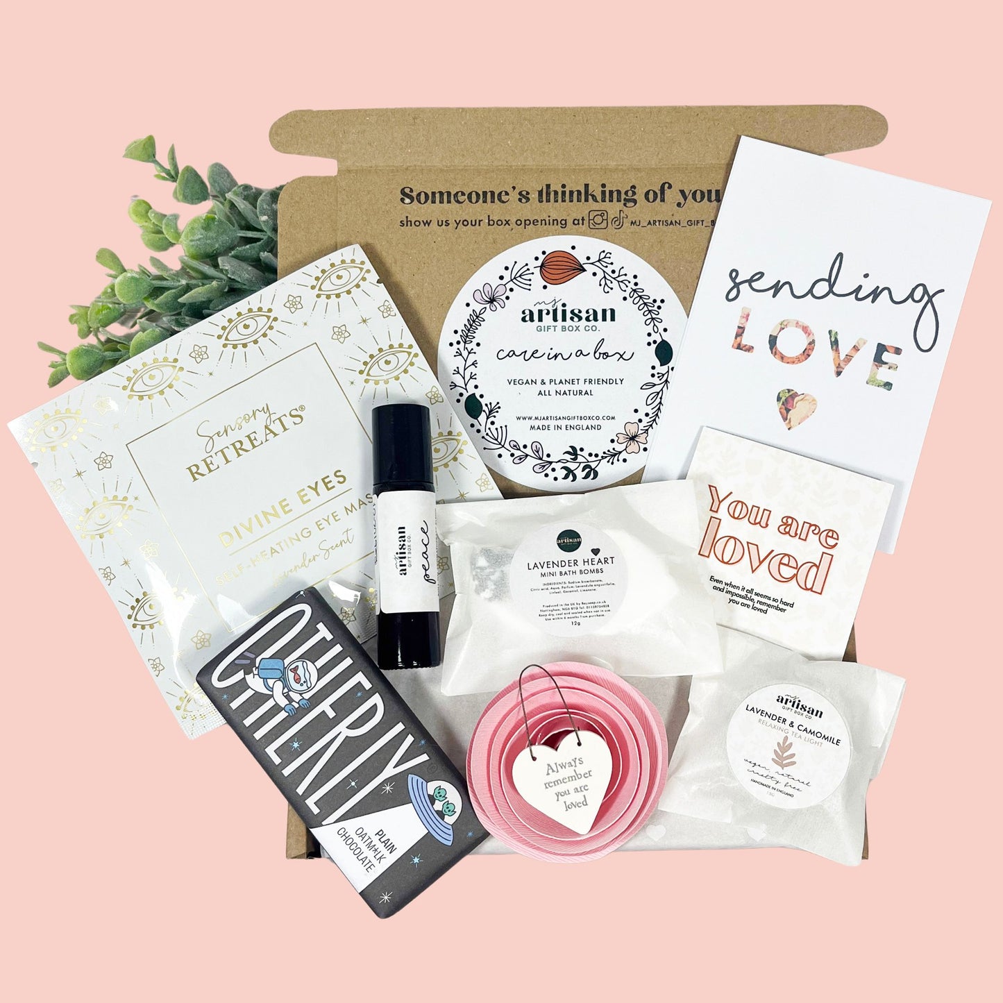 Sending love hug in a box care package letterbox postal gift | Vegan image 2