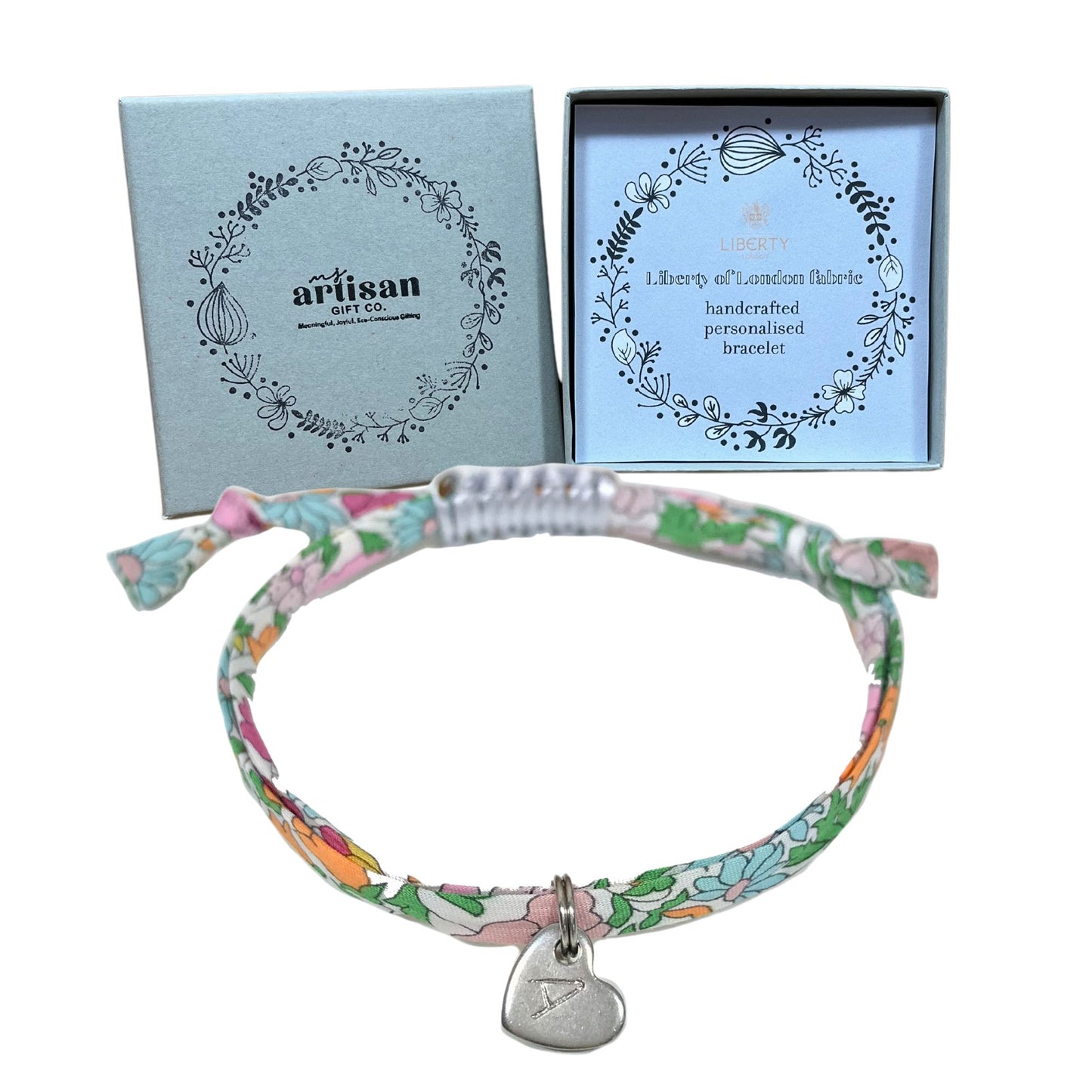 Liberty print bracelet personalised monogram- Hippy Flowers image 0
