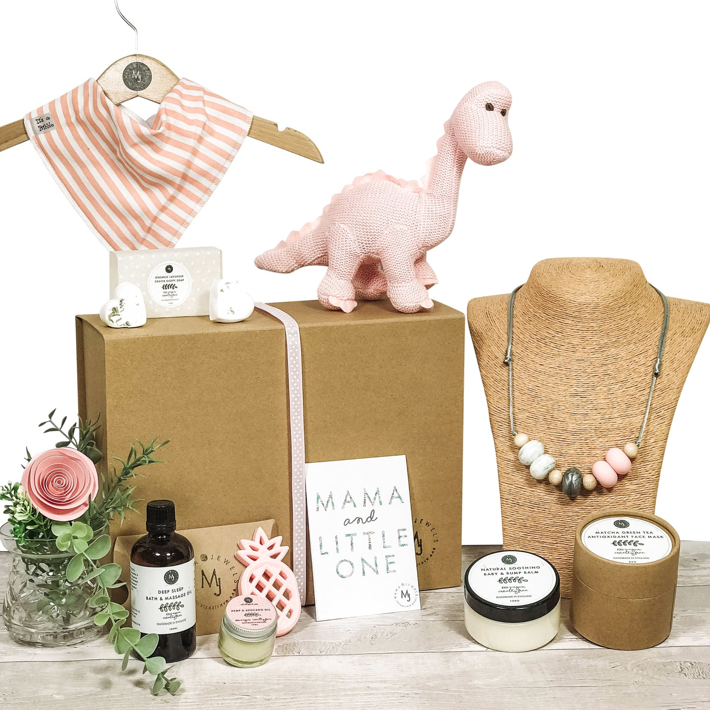 Babyshower Gift Baby Girl Pink Dinosaur, Newborn Hamper image 0