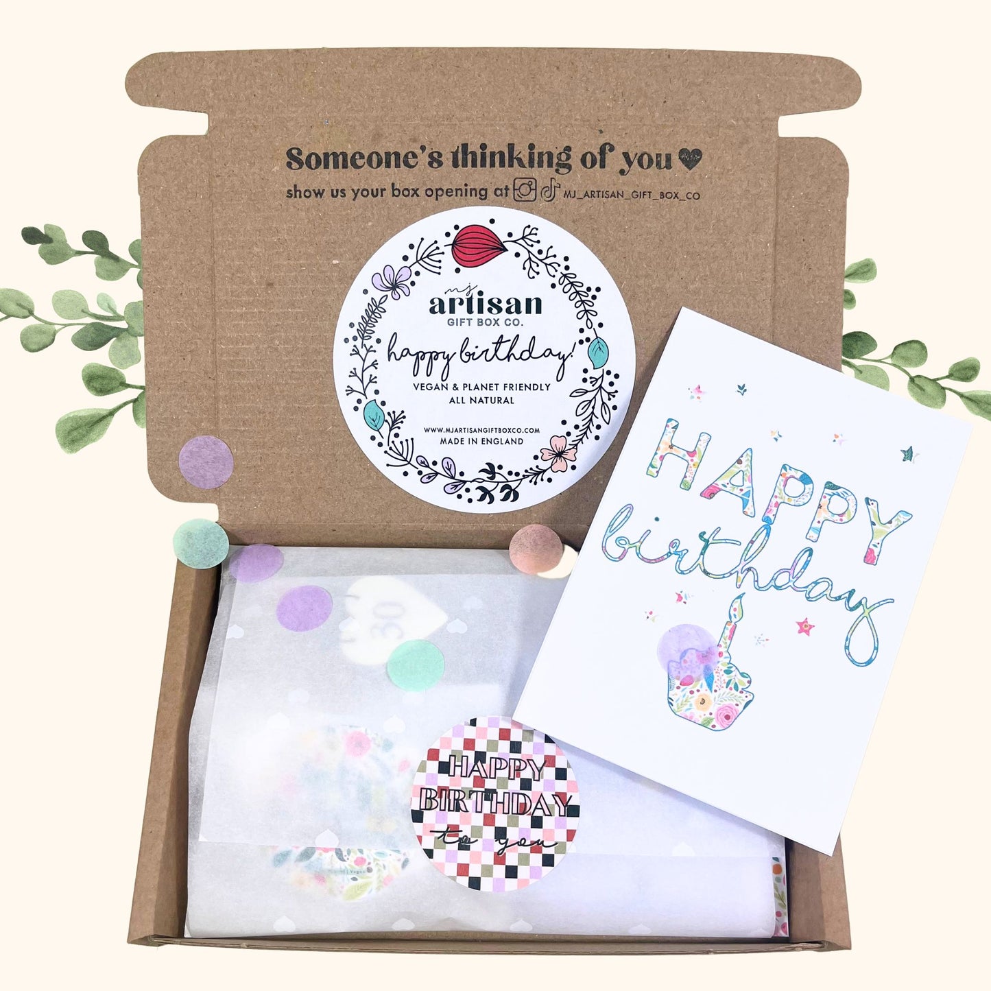 50th Birthday Gift Box for her | May Birthstone earrings Letterbox | Vegan image 2
