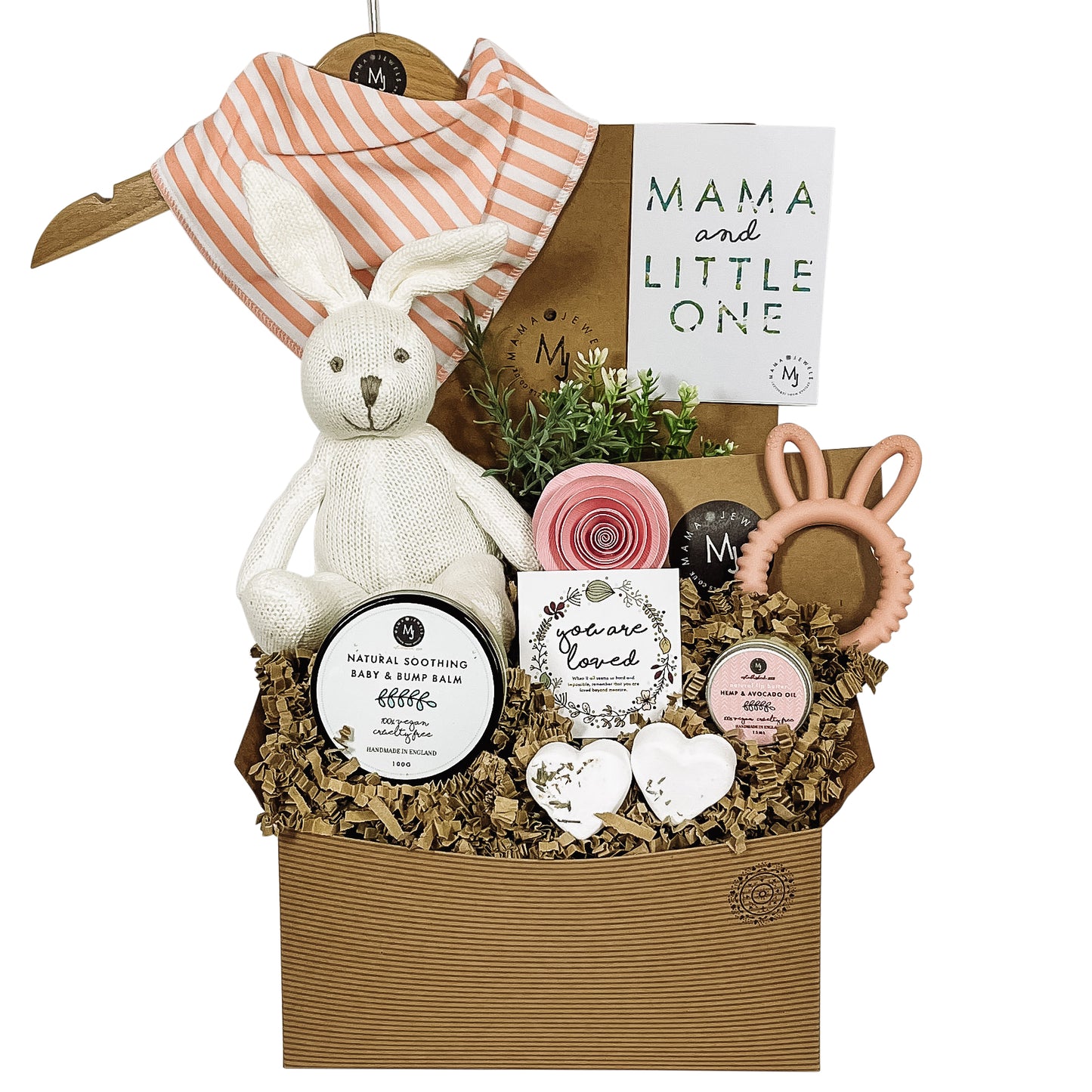 Mum and baby gift hamper baby girl pink knitted bunny image 4