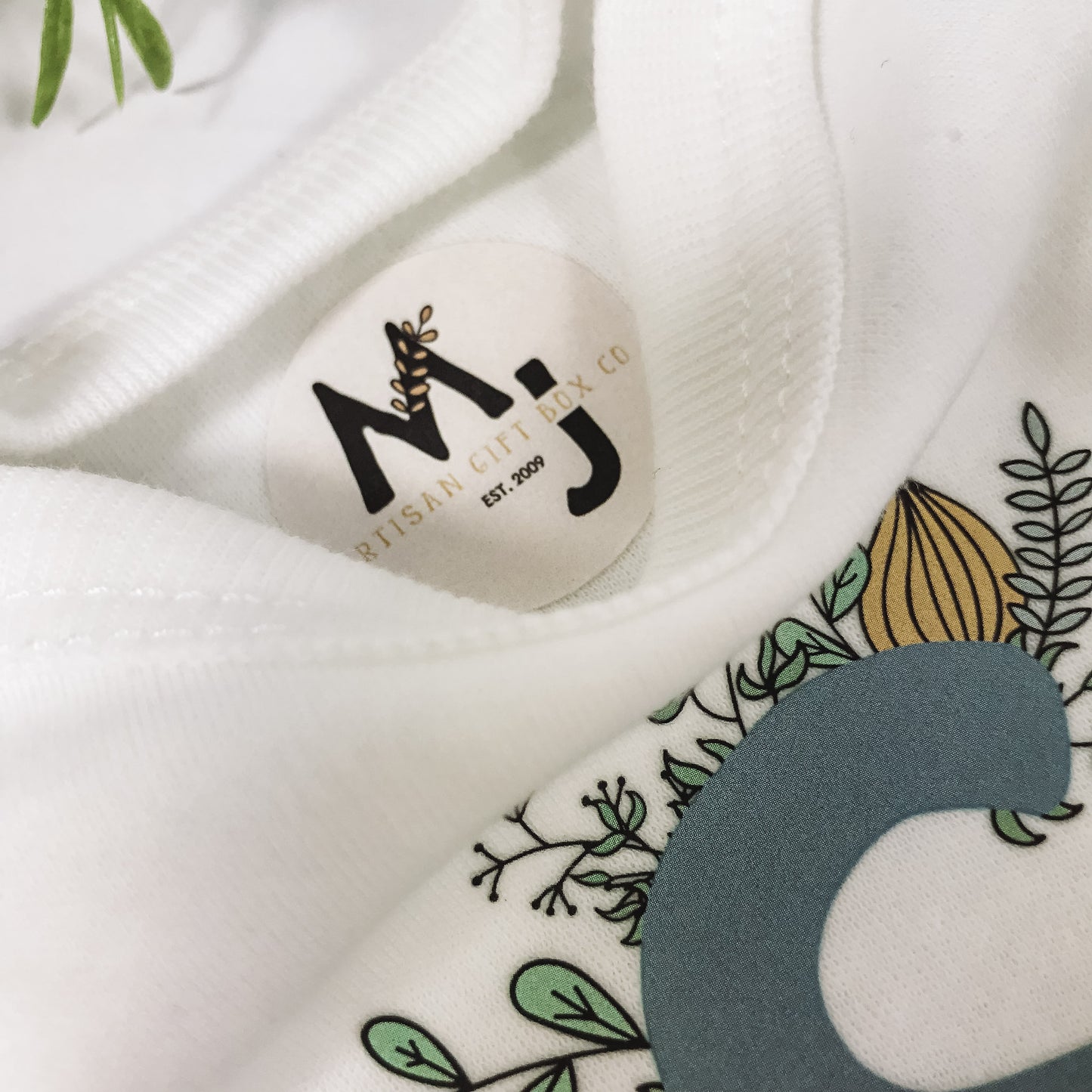Monogram baby onesie | Blue Teal image 2