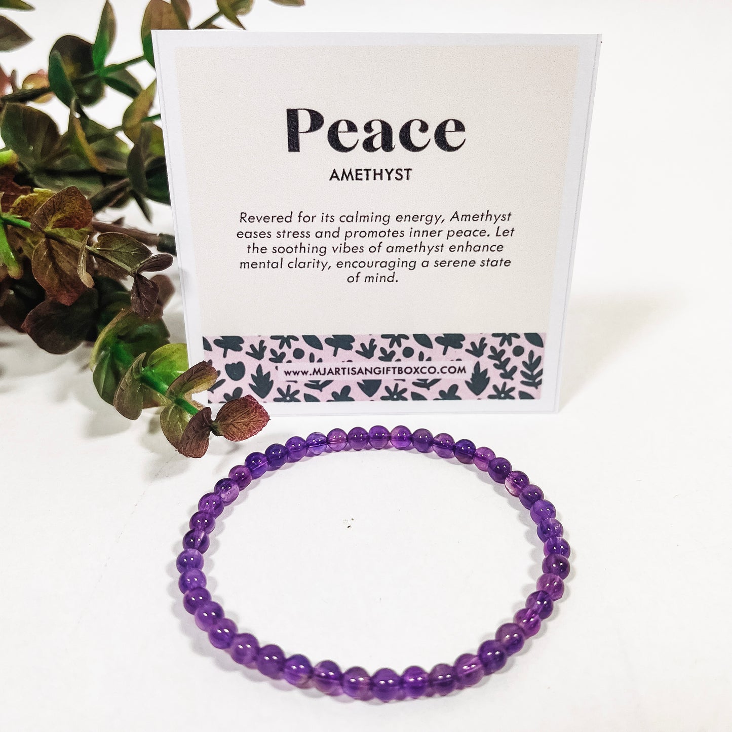Gemstone beaded bracelet with card