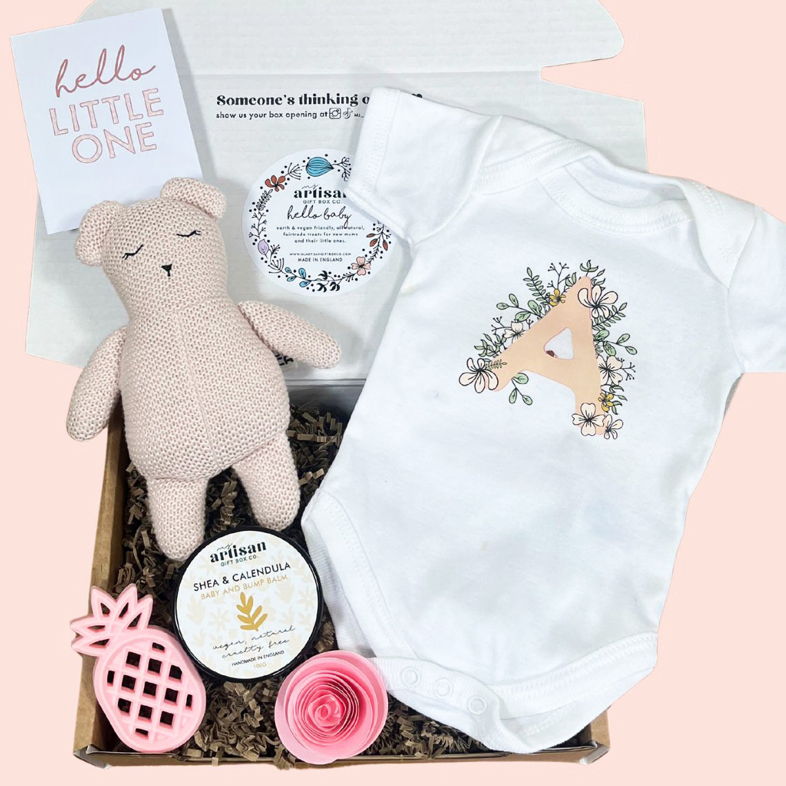 Babyshower gift Personalised new baby girl gift box pink