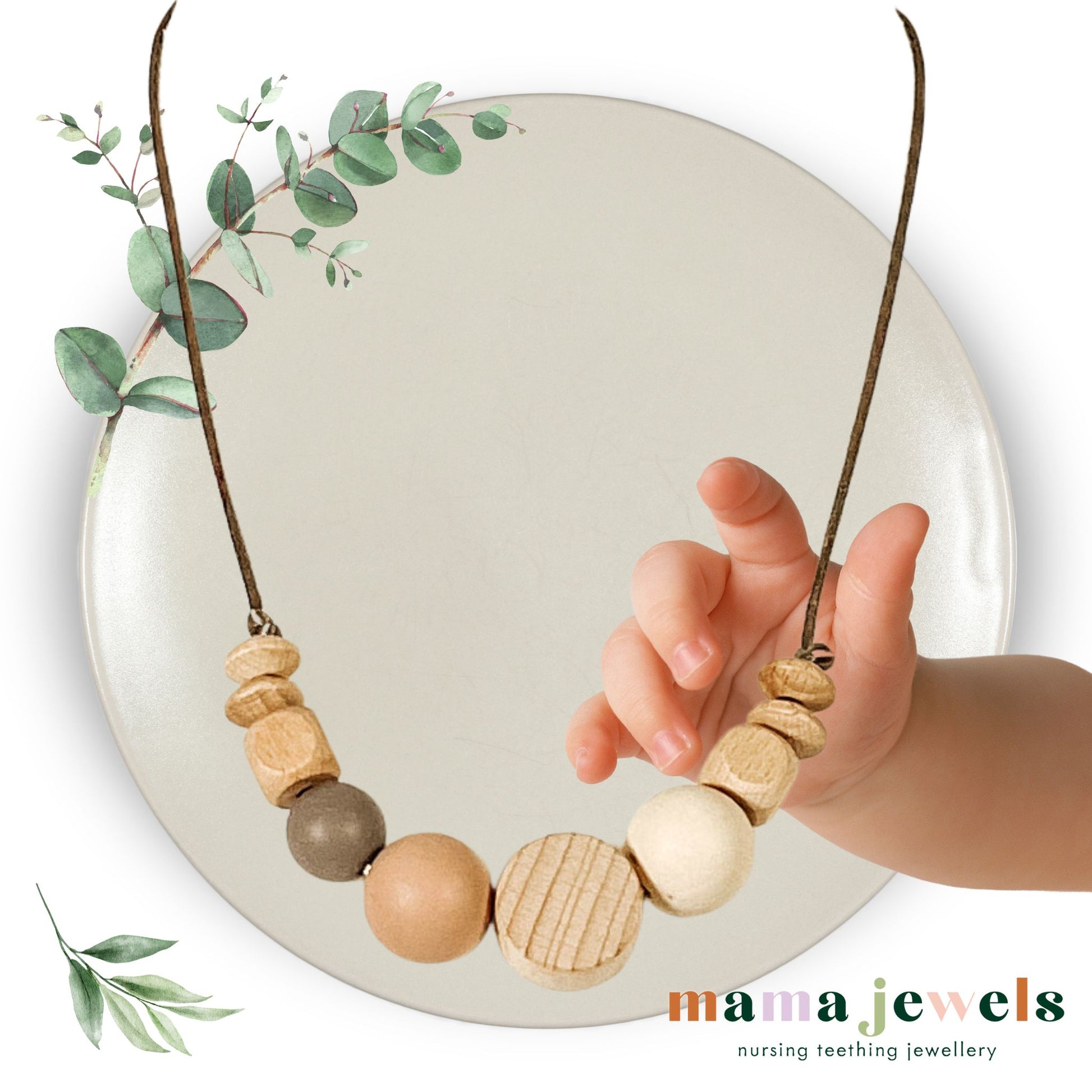 NOA Beechwood and silicone teething necklace | Muted Clays image 0