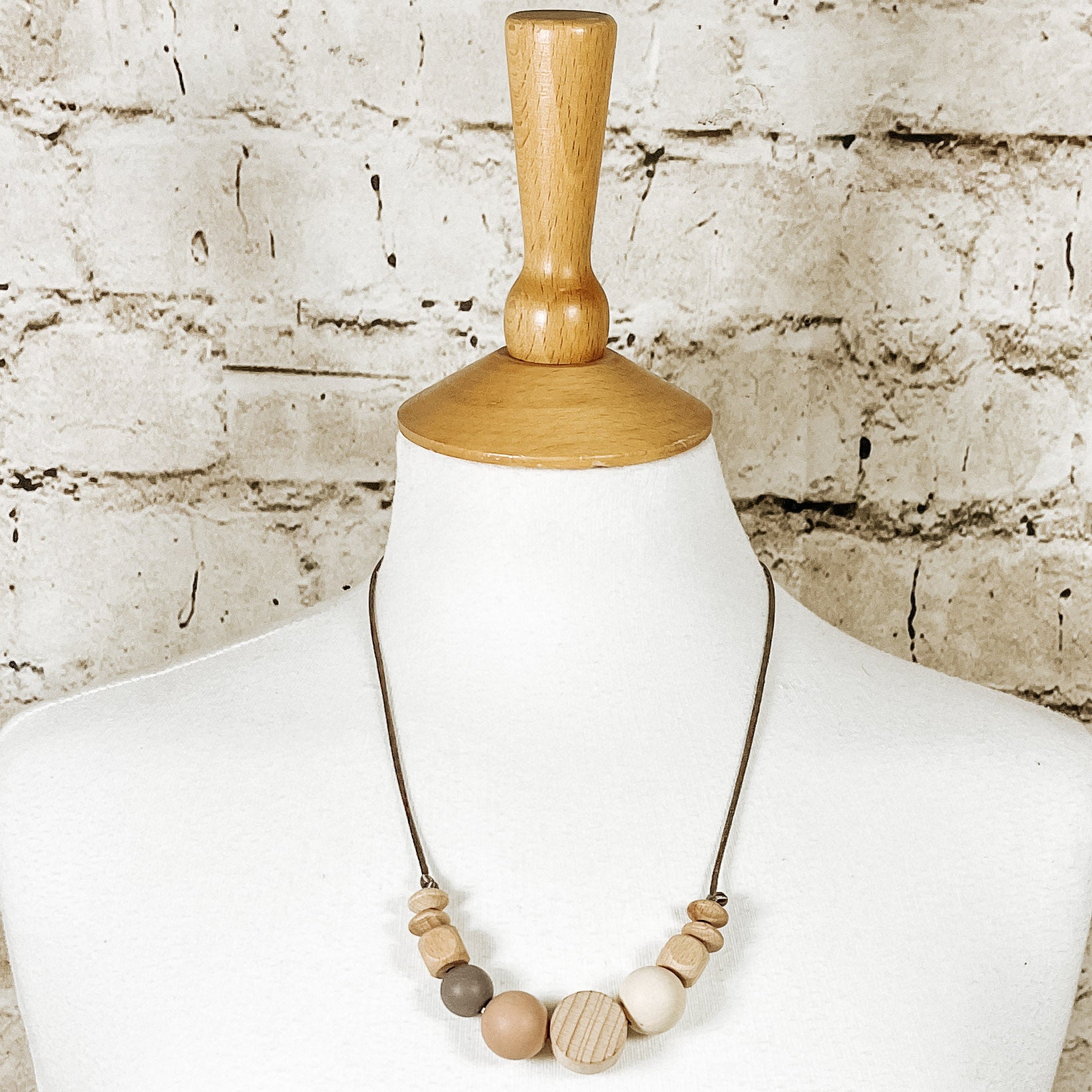 NOA Beechwood and silicone teething necklace | Muted Clays image 2