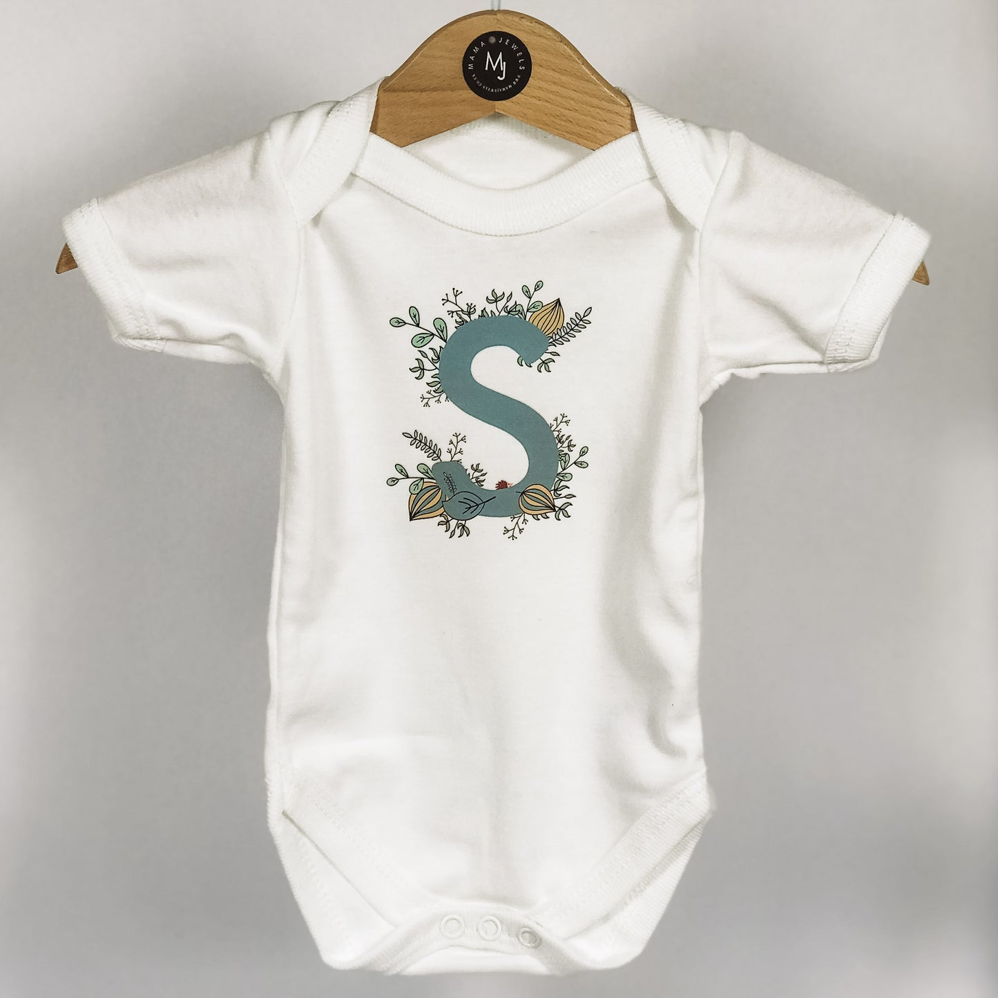 Monogram baby onesie | Blue Teal image 1