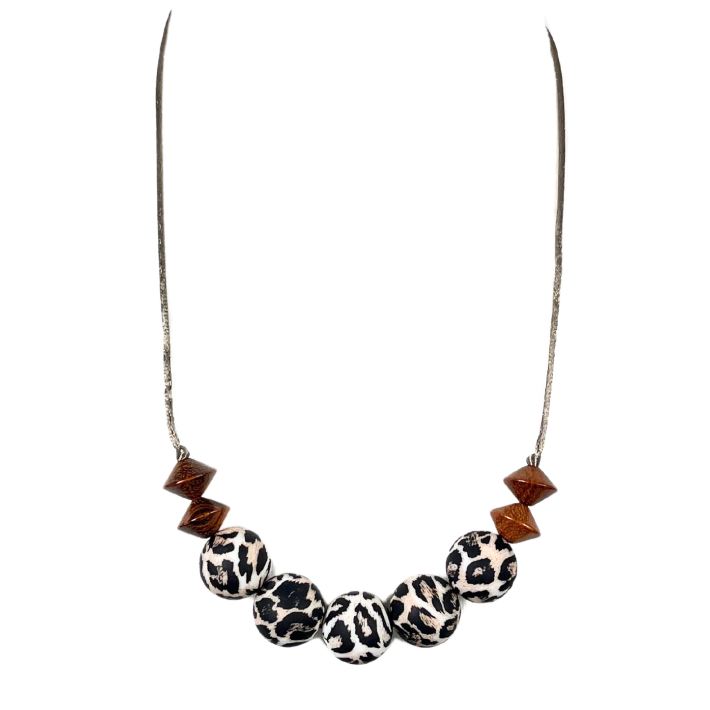 Nursing teething necklace silicone beechwood | Azaria Animal print image 1