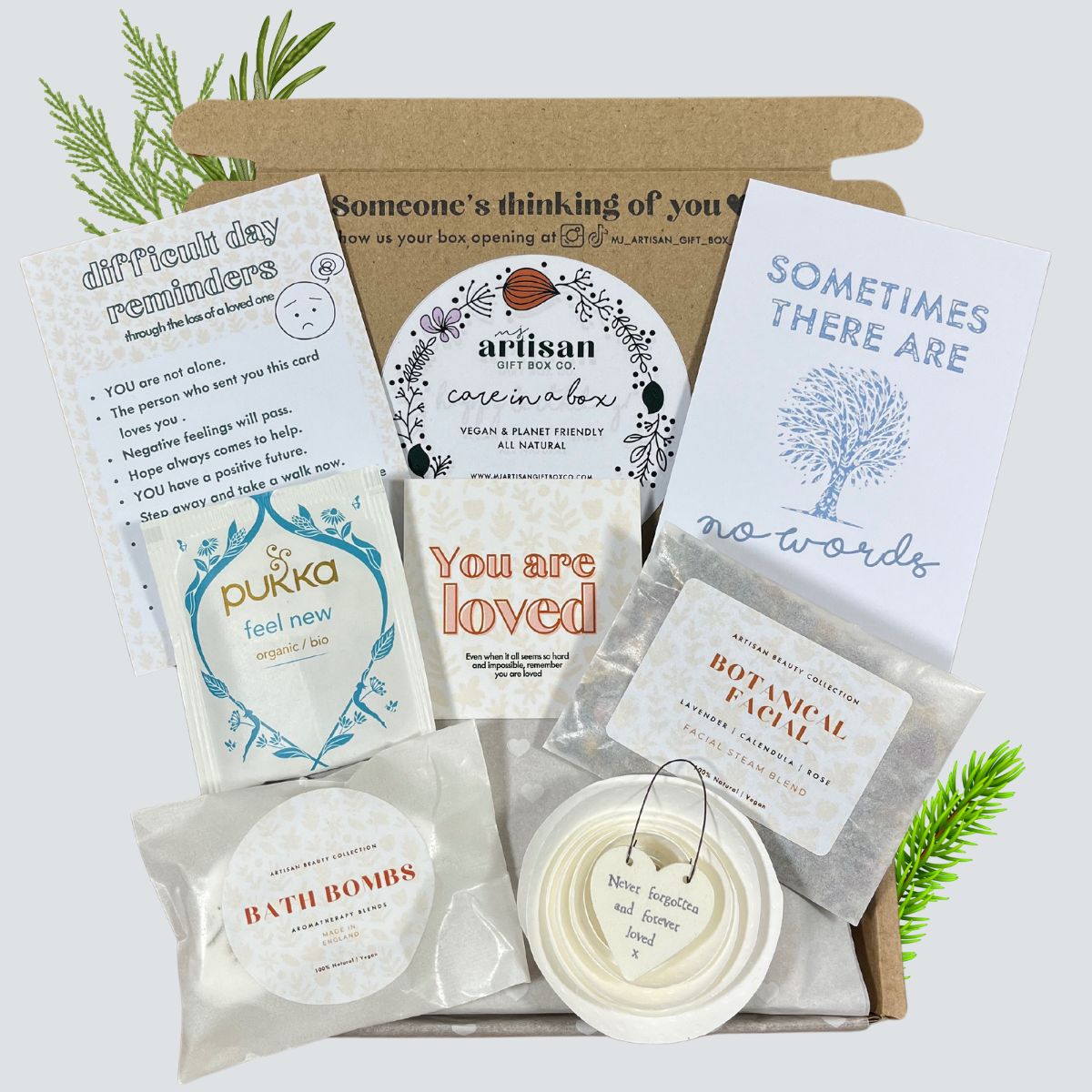 Bereavement Gift Sympathy Grief Care package | Letterbox postal eco gift | white | Vegan image 0