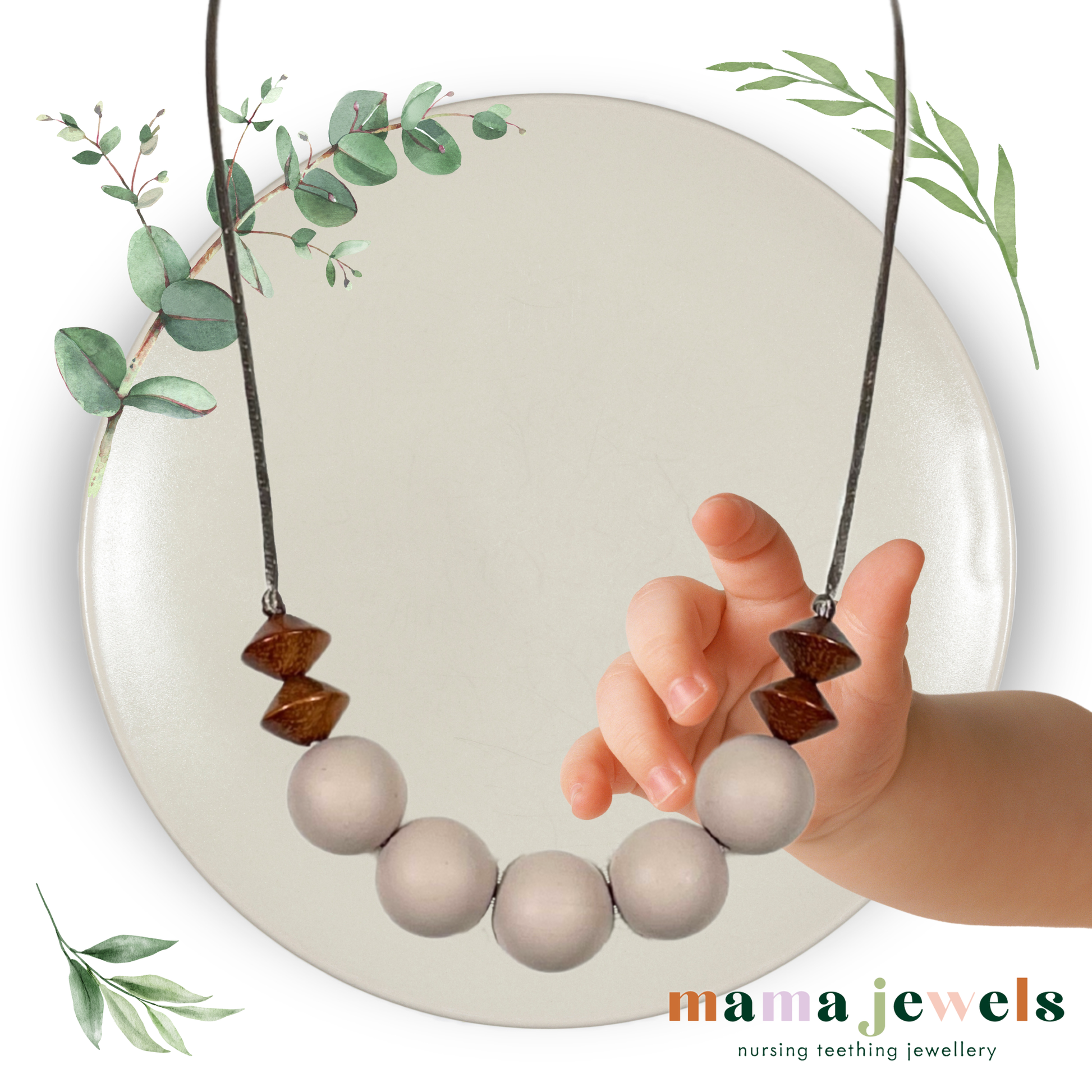 Nursing teething necklace silicone beechwood | Azaria Soft Clay image 3