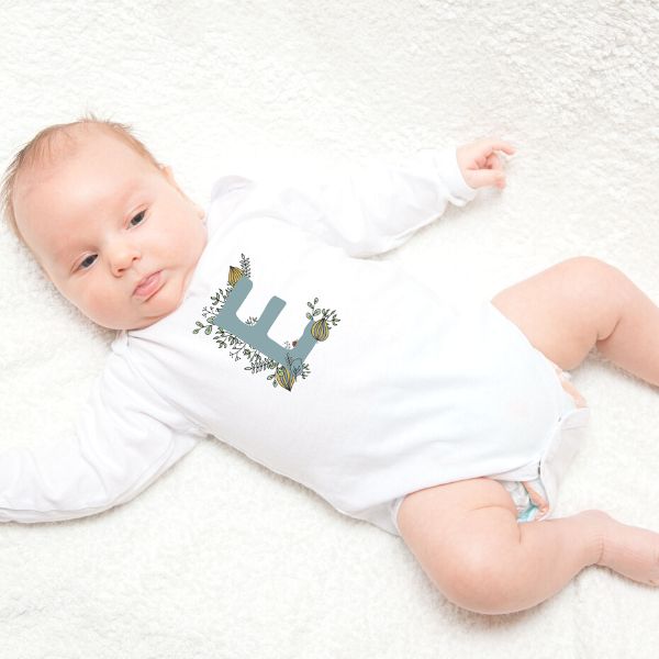 Monogram baby onesie | Blue Teal image 0