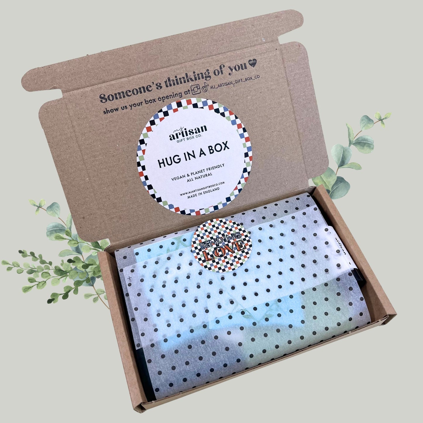 Sympathy bereavement gift for man unisex | Journal | hug in box | care package | green image 1