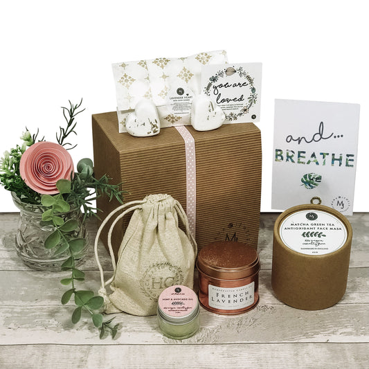 New Mum Gift | Relaxation Self Care box natural vegan | Pink