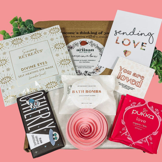Christian Women's Hug in a Box, Thinking of You, Self Care Gift - Pink