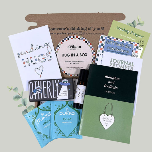 Get Well Soon gift for man unisex | Journal | hug in box | care package | green
