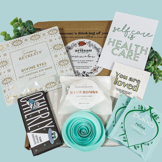 Relax Hug in a box, Thinking of You, Self Care Letterbox Gift, vegan, Eco, Natural