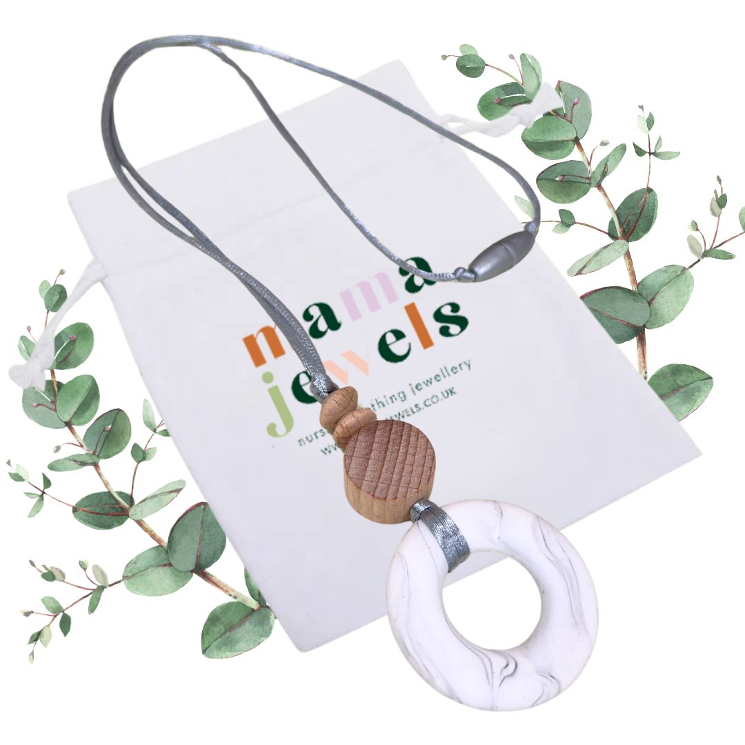 Silicone Teething ring necklace Marble grey | MILO image 1