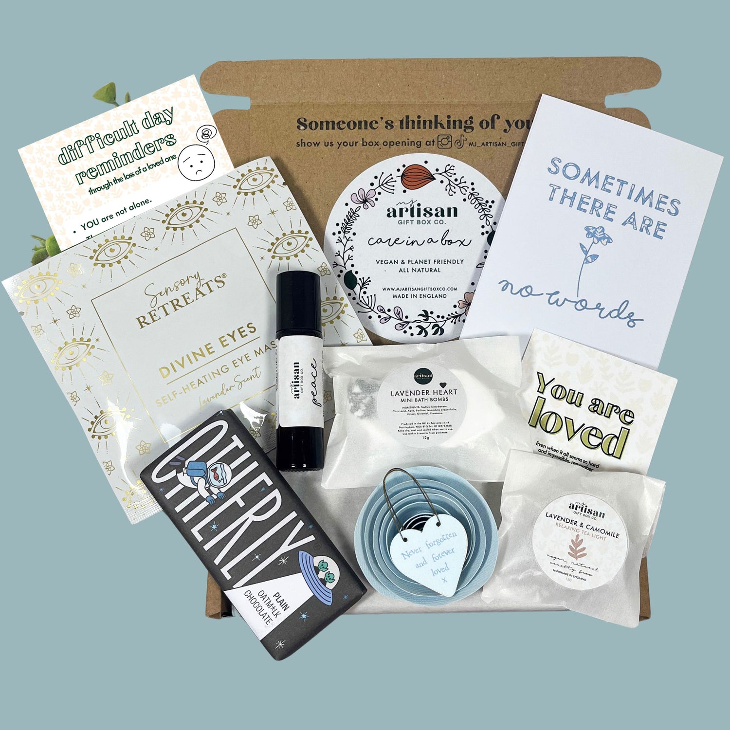 Bereavement Gift Sympathy Grief Care package | Letterbox postal eco gift | blue | Vegan image 0