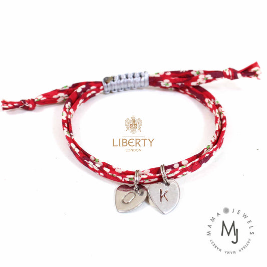 Liberty print bracelet personalised initial | Cherry red image 0