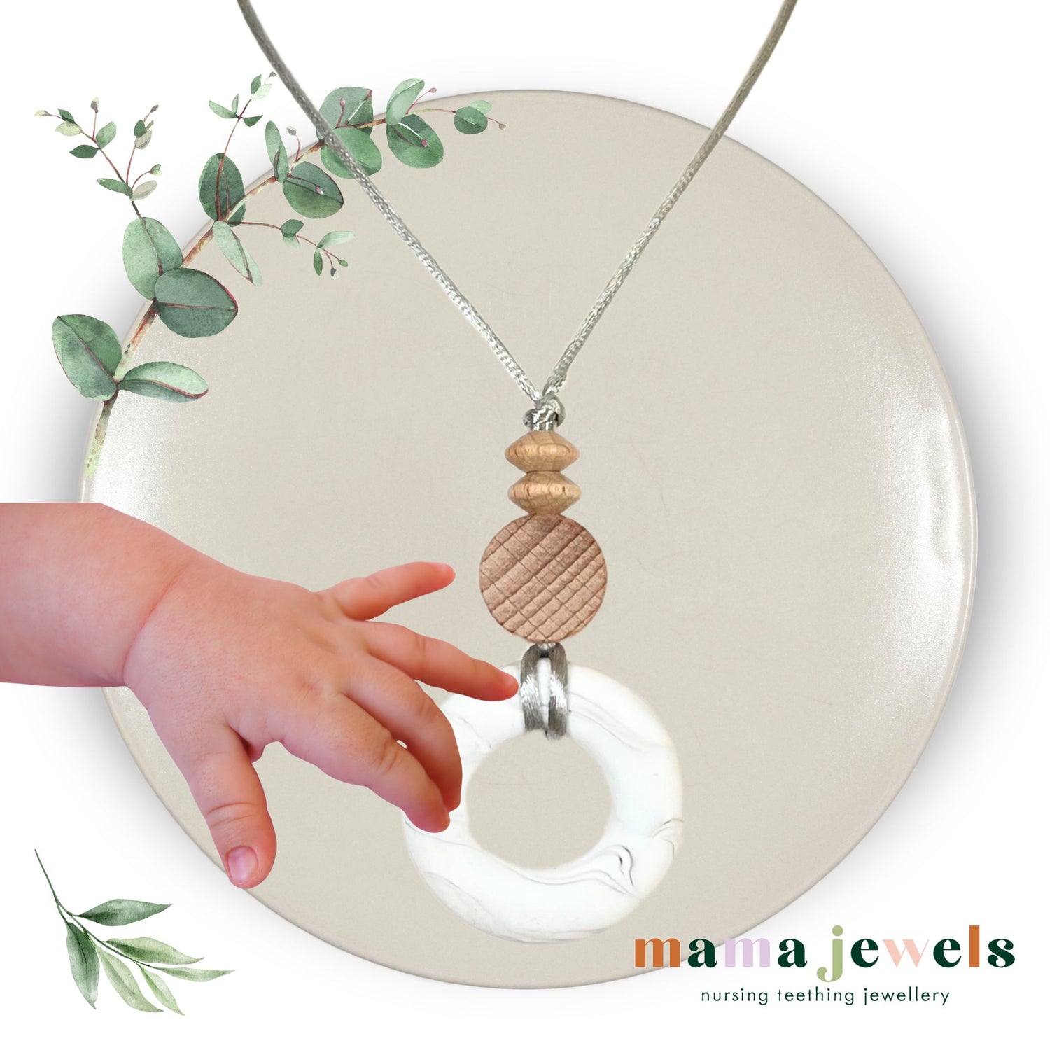 Silicone Teething ring necklace Marble grey | MILO image 0