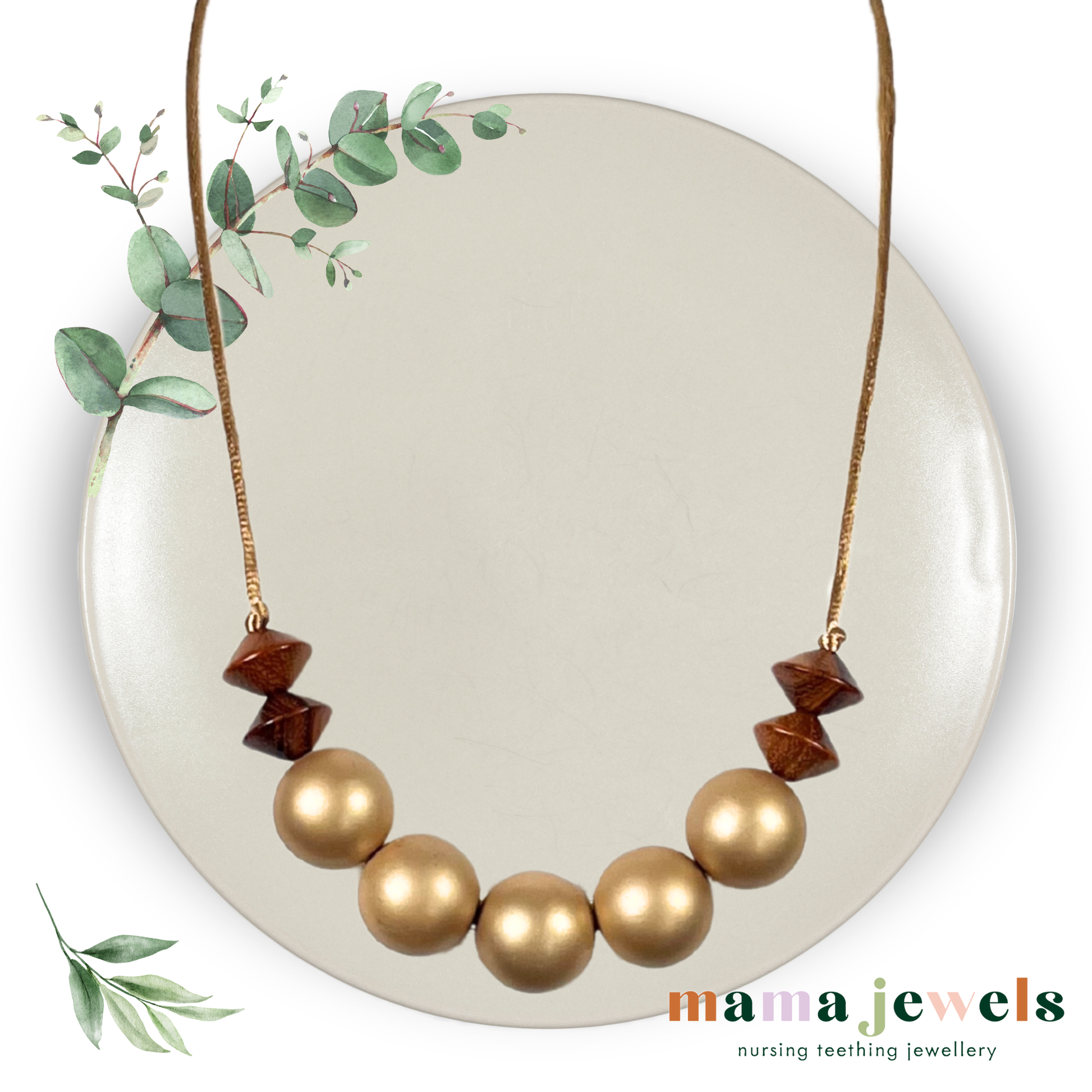Nursing teething necklace silicone beechwood Azaria Gold – MJ