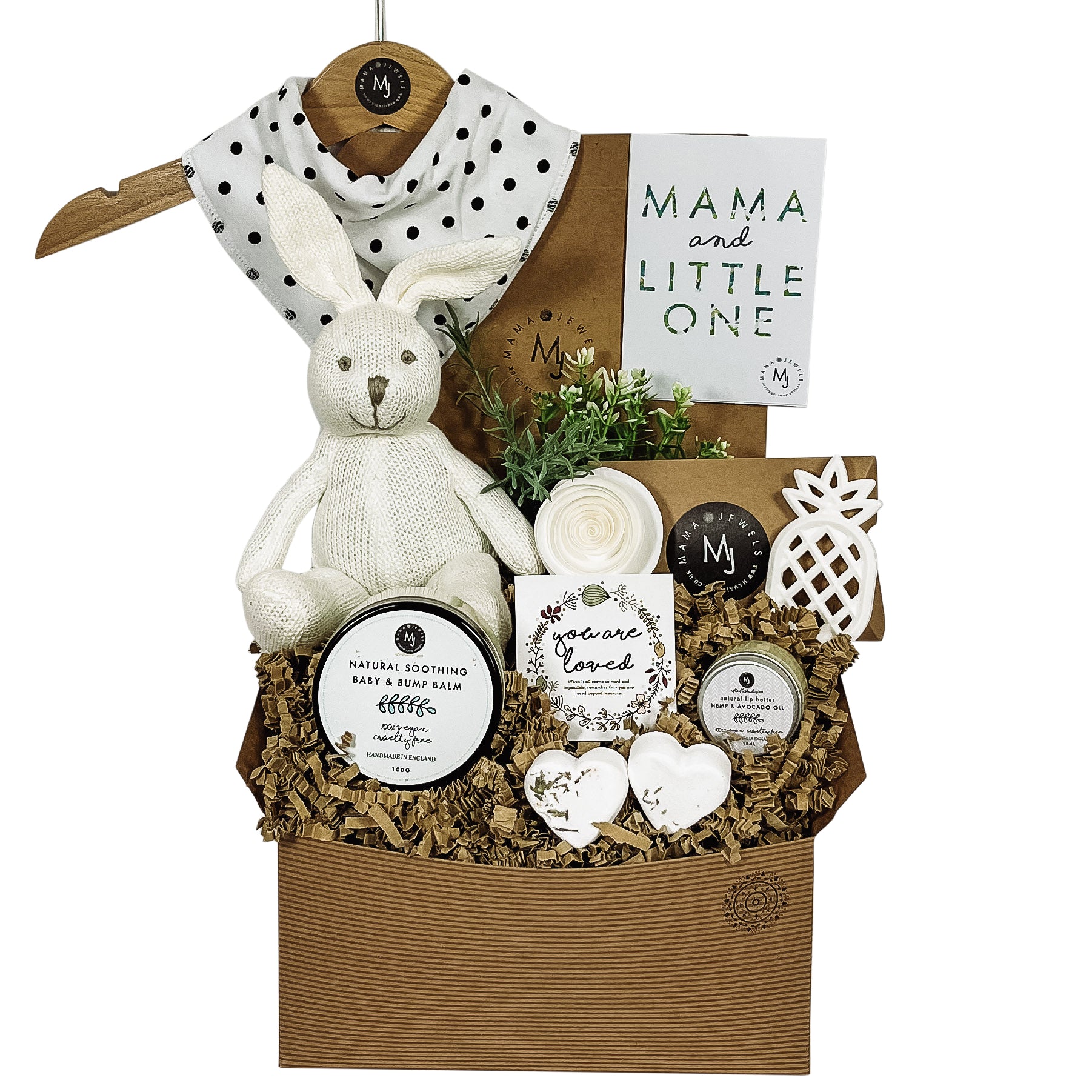 Mum and baby knitted bunny gift hamper polka dot gender neutral image 5