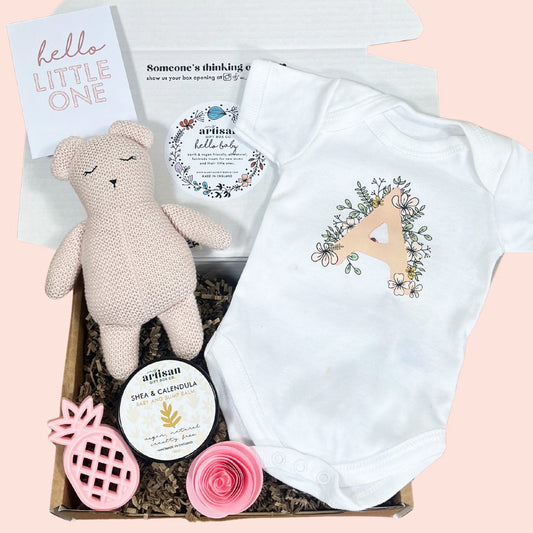 Babyshower gift Personalised new baby girl gift box pink