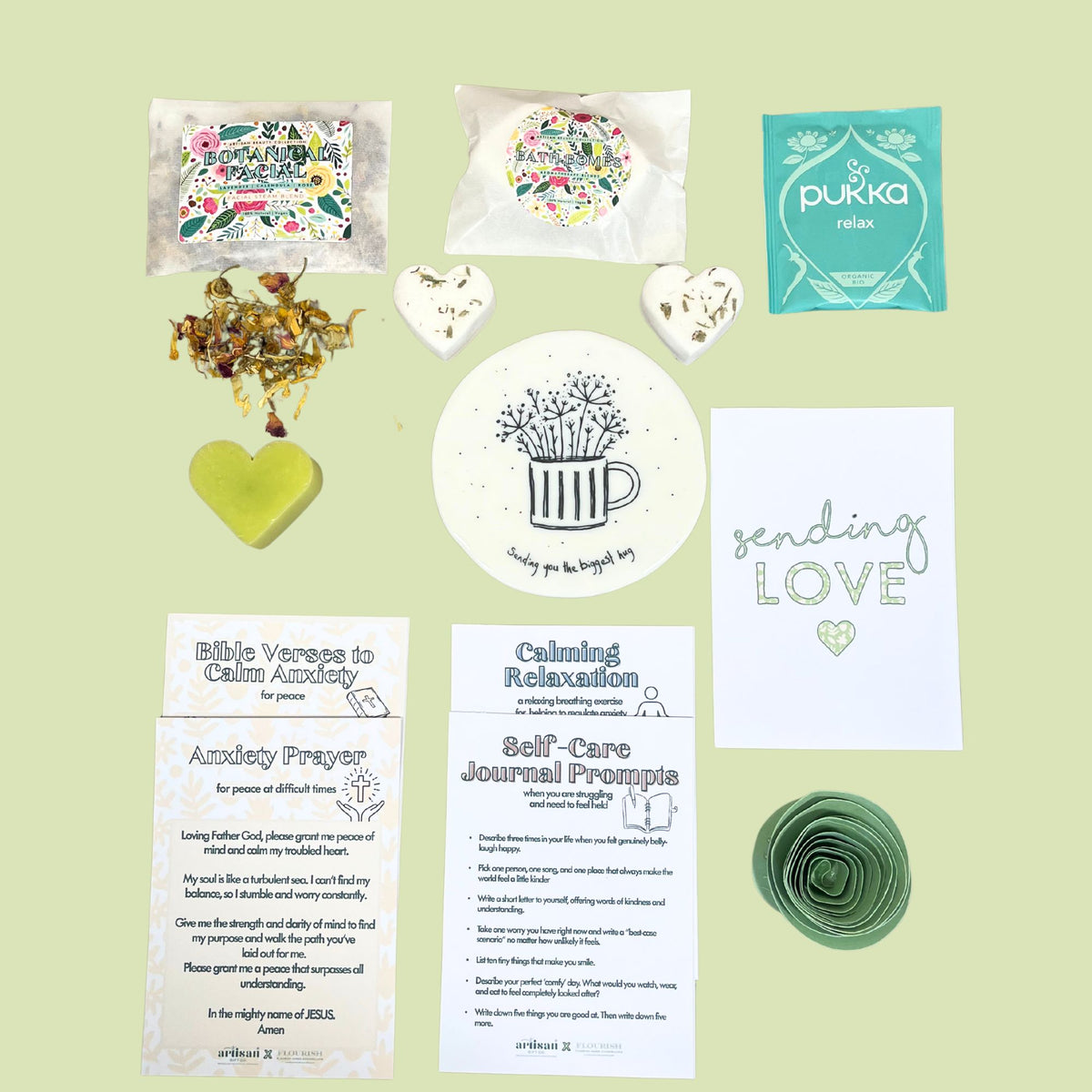 Christian Women's Hope Hug in a Box, Thinking of You, Self Care Gift - Coaster Green