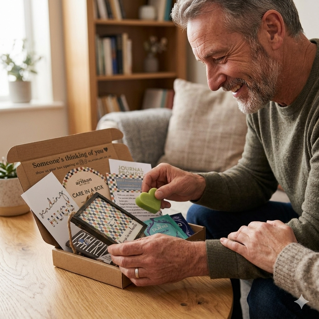 Letterbox Sympathy gift for men | photo frame | Hug in box Thinking of You - simple