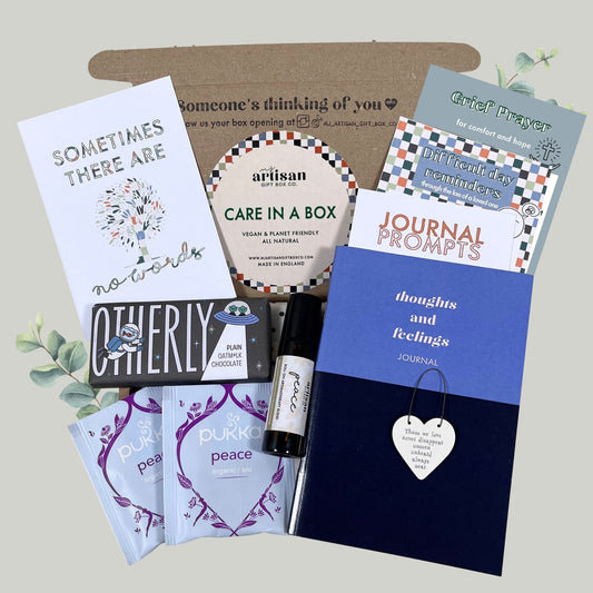 Christian Sympathy card gift for men Hug in a box Thinking of You Journal Prayer