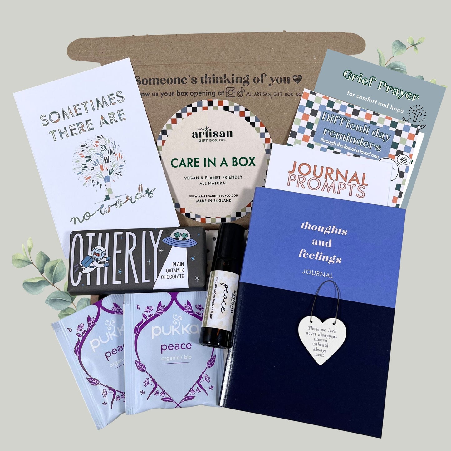 Christian Sympathy card gift for men Hug in a box Thinking of You Journal Prayer