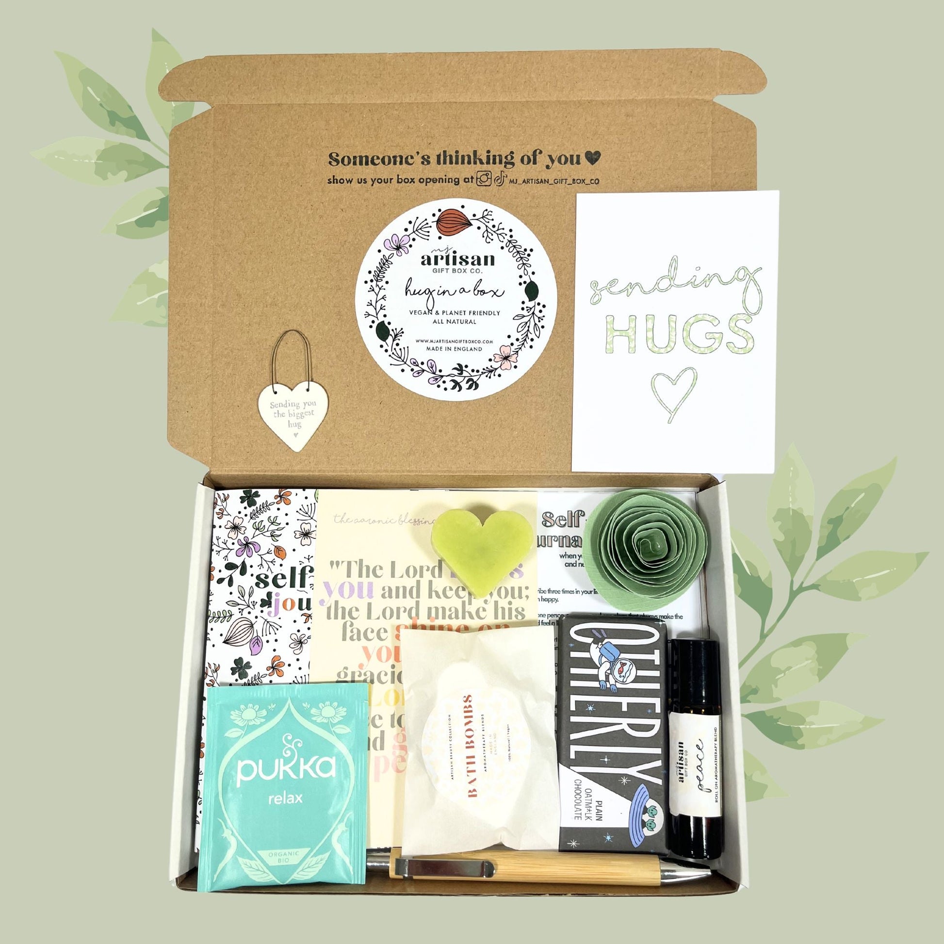 Christian Women’s Hug in a Box Thinking of You Self Care Gift - Green - simple