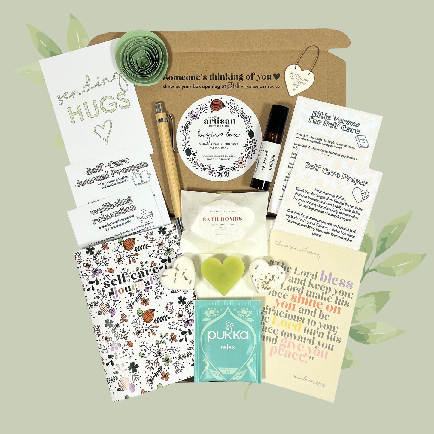 Christian Women’s Hug in a Box Thinking of You Self Care Gift - Green - simple