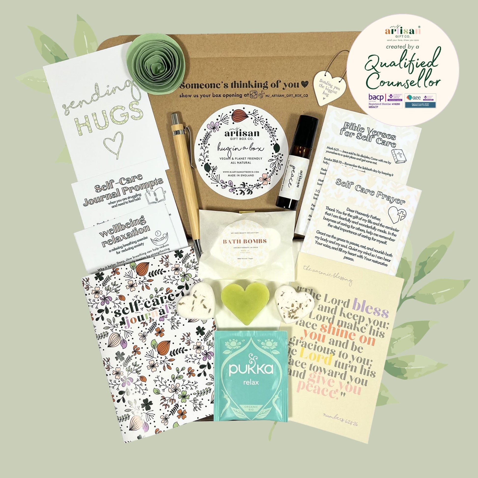 Christian Women’s Hug in a Box Thinking of You Self Care Gift - Green - simple