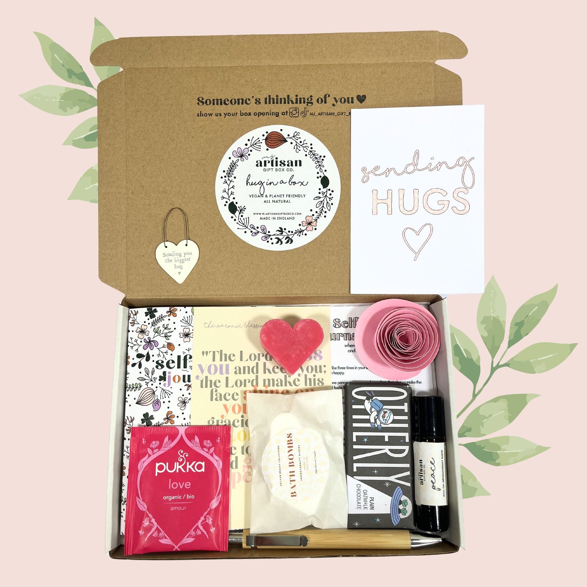 Christian Women’s Hug in a Box Thinking of You Self Care Gift - Pink - simple