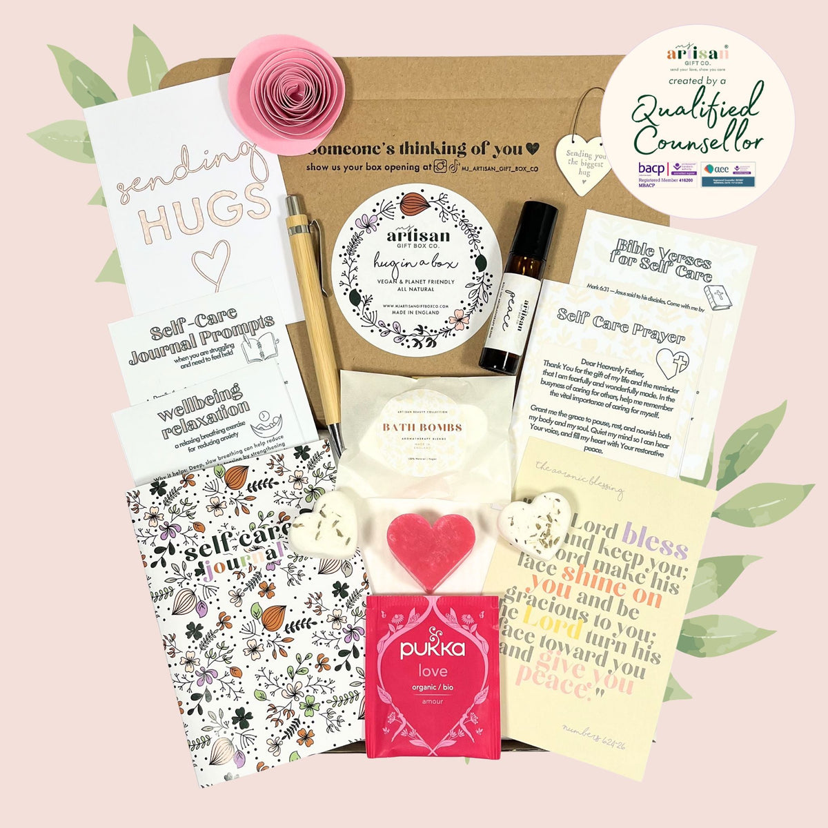 Christian Women’s Hug in a Box Thinking of You Self Care Gift - Pink - simple