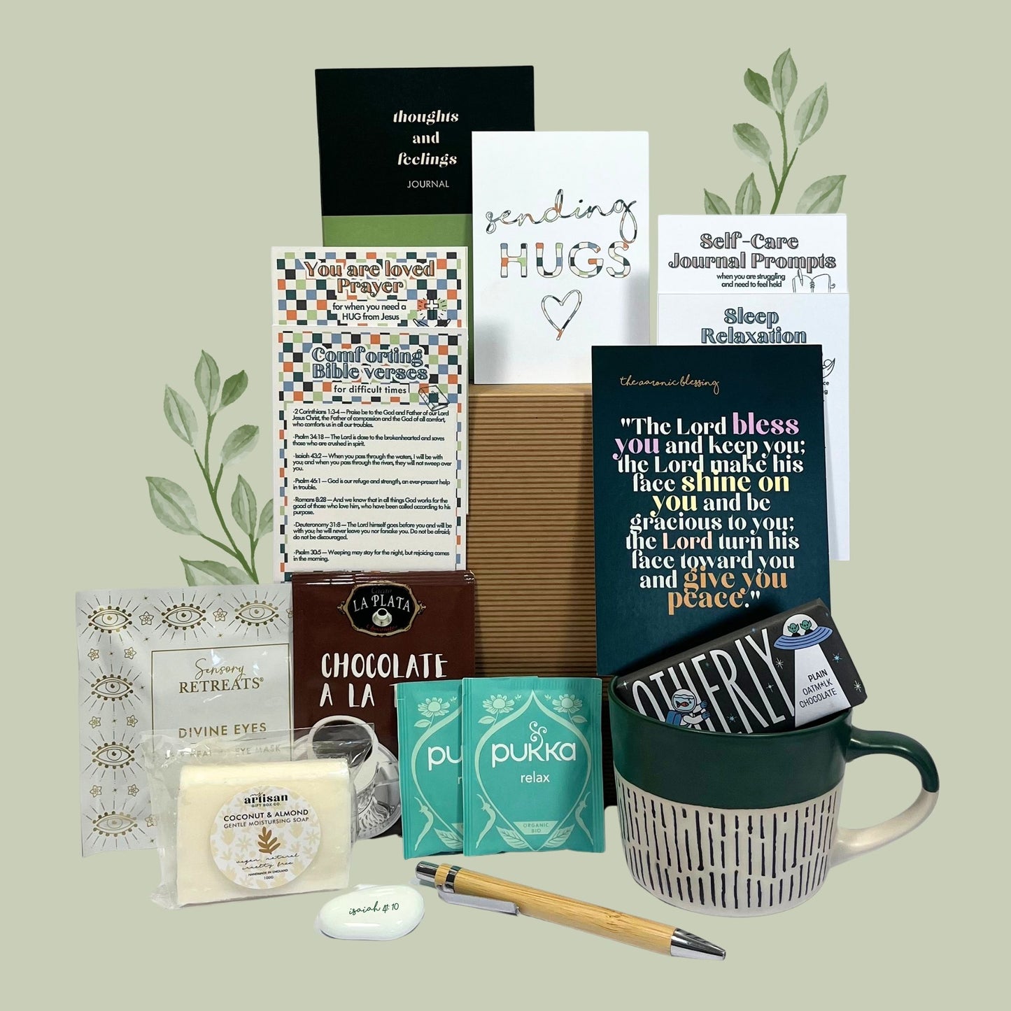Christian Hug in a box gift for men, care package, get well, encouragement with scriptures