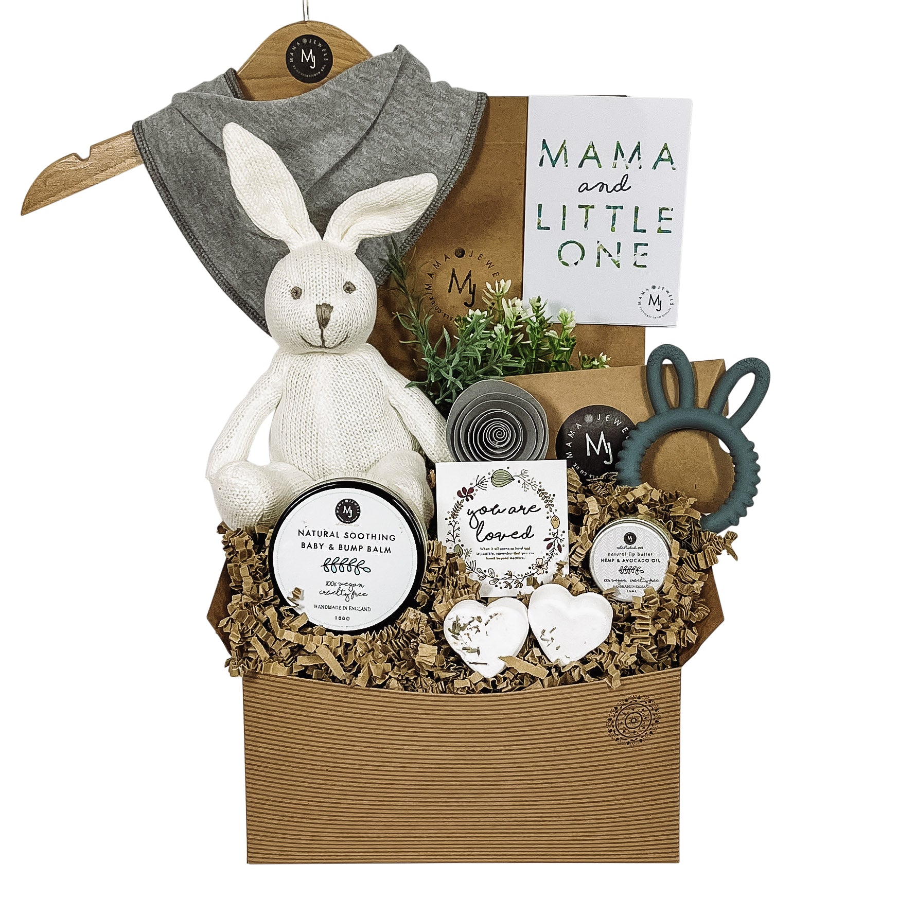 Babyshower gift Unisex Mum and baby vegan hamper | knitted Bunny | Grey image 7