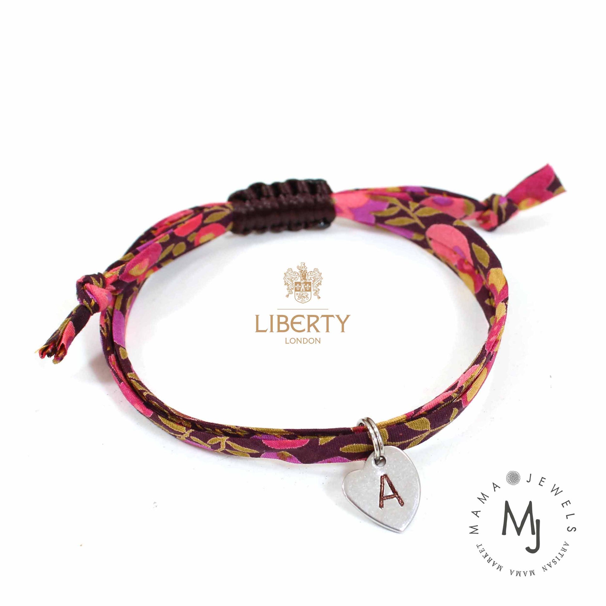 Liberty print bracelet personalised initial | autumn plum image 0